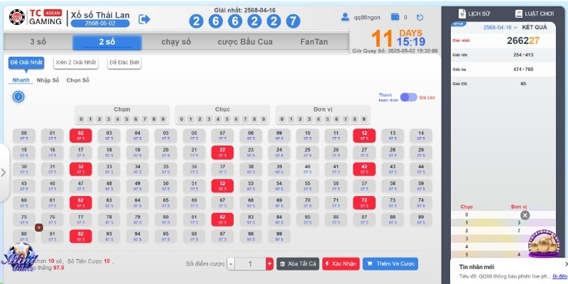 Lựa chọn loại cược bạn muốn tham gia
